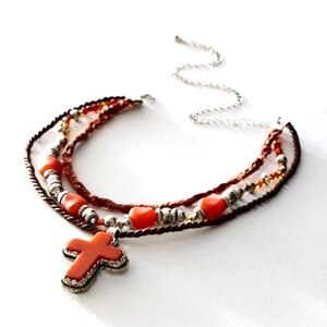 NWT FREE PEOPLE LAYERED NECKLACE  WITH CROSS